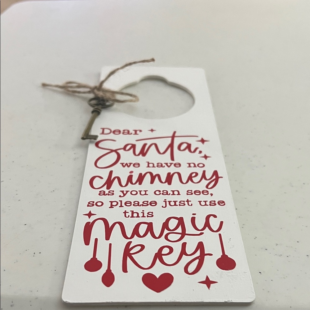 Festive White and Red Santa Magic Key Door Hanger